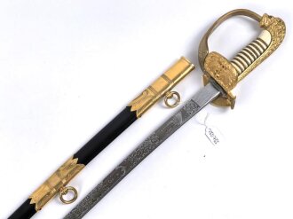 Säbel für Offiziere der Kriegsmarine, Hersteller Eickhorn Solingen, neuzeitliche Sammleranfertigung in sehr gutem Zustand