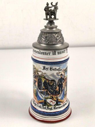 Bayern, Reservistenkrug eines Angehörigen im 2. Bayrischen Fuß Artillerie Regiment Nr. 2 Germersheim. Guter Gesamtzustand mit leichten Gebrauchsspuren