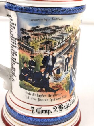 Bayern, Reservistenkrug eines Angehörigen im 2. Bayrischen Fuß Artillerie Regiment Nr. 2 Germersheim. Guter Gesamtzustand mit leichten Gebrauchsspuren