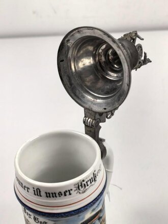 Bayern, Reservistenkrug eines Angehörigen im 2. Bayrischen Fuß Artillerie Regiment Nr. 2 Germersheim. Guter Gesamtzustand mit leichten Gebrauchsspuren