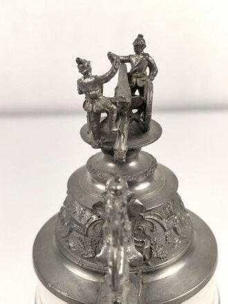 Bayern, Reservistenkrug eines Angehörigen im 2. Bayrischen Fuß Artillerie Regiment Nr. 2 Germersheim. Guter Gesamtzustand mit leichten Gebrauchsspuren