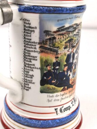 Bayern, Reservistenkrug eines Angehörigen im 2. Bayrischen Fuß Artillerie Regiment Nr. 2 Germersheim. Guter Gesamtzustand mit leichten Gebrauchsspuren