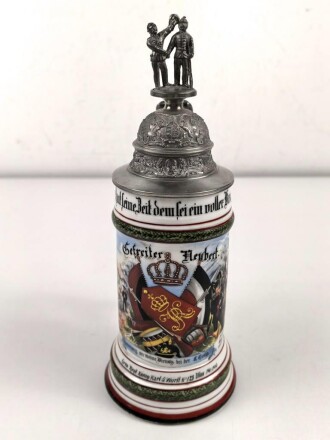 Württemberg, Reservistenkrug eines Angehörigen im Grenadier Regiment König Karl No. 123 Ulm.  Guter Gesamtzustand mit leichten Gebrauchsspuren
