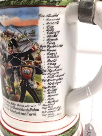 Württemberg, Reservistenkrug eines Angehörigen im Grenadier Regiment König Karl No. 123 Ulm.  Guter Gesamtzustand mit leichten Gebrauchsspuren