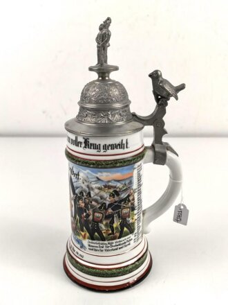 Württemberg, Reservistenkrug eines Angehörigen im Grenadier Regiment König Karl No. 123 Ulm.  Guter Gesamtzustand mit leichten Gebrauchsspuren