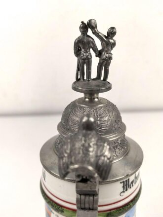 Württemberg, Reservistenkrug eines Angehörigen im Grenadier Regiment König Karl No. 123 Ulm.  Guter Gesamtzustand mit leichten Gebrauchsspuren
