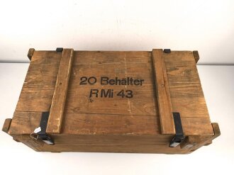 Transportkasten für 20 Behälter Riegel Mine 43 " R Mi 43"  Hersteller gnr 1944, sehr guter Zustand