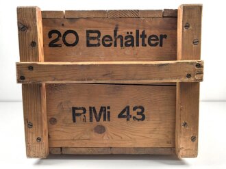 Transportkasten für 20 Behälter Riegel Mine 43 " R Mi 43"  Hersteller gnr 1944, sehr guter Zustand
