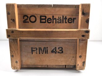 Transportkasten für 20 Behälter Riegel Mine 43 " R Mi 43"  Hersteller gnr 1944, sehr guter Zustand