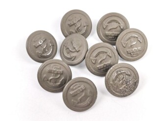 Kriegsmarine, 9 Knöpfe Küstenartillerie , jeweils 21mm, datiert 1942