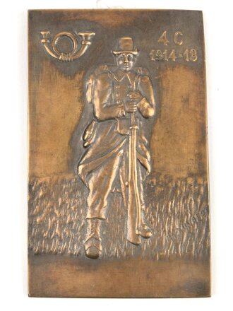 Belgien, Bronzene Wandplakette des 4. Jägerregiment...