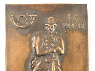 Belgien, Bronzene Wandplakette des 4. Jägerregiment...