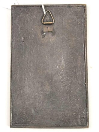 Belgien, Bronzene Wandplakette des 4. Jägerregiment 1914-18. Maße 11,5 x 18cm
