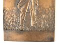 Belgien, Bronzene Wandplakette des 4. Jägerregiment 1914-18. Maße 11,5 x 18cm