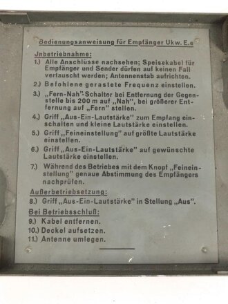Gehäusedeckel für UKW Empfänger Emil ( Ukw. E.e) aussen überlackiert