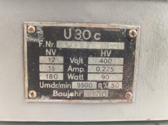 Umformer U 30 c datiert 1930. Überlackiertes Stück, Funktion nicht geprüft