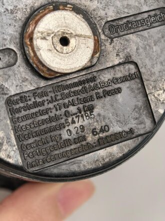 Luftwaffe, Höhenmesser Fl 22316-1, Funktion nicht geprüft