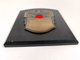 Reichsbank Schiess Club, Wandplakette " Dem Clubmeister von 1934" maße der Holzplatte 17,5 x 22cm