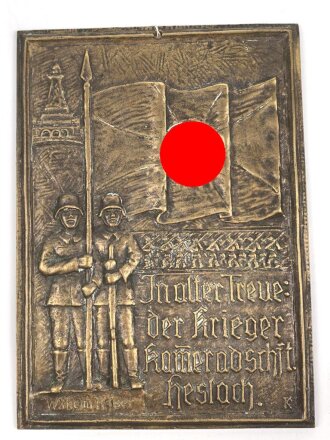 Kriegerkameradschaft Heslach, Messinggußplakette 16 x 21,5cm