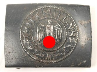 Heer, Koppelschloss für Mannschaften. Späte, graublaue Lackierung, Hersteller JFS