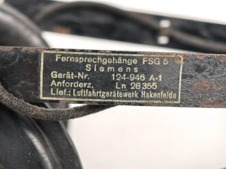 Luftwaffe, Fernsprechgehänge FSG 5, Ln 28355. Guter Zustand, Funktion nicht geprüft