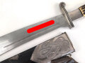 Reichsarbeitsdienst, Hauer für Mannschaften. Hersteller Krebs Solingen, Scheide Originallack, Gehänge in gutem Zustand. Ordentliches Stück in gutem Gesamtzustand