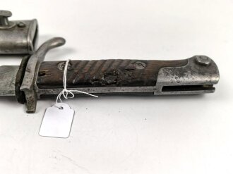 Preussen 1. Weltkrieg, Seitengewehr 98/05 alter Art mit Lederscheide. Abnahme von Simson & Co Suhl.