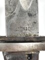 Preussen 1. Weltkrieg, Seitengewehr 98/05 alter Art mit Lederscheide. Abnahme von Simson & Co Suhl.