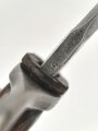 Preussen 1. Weltkrieg, Seitengewehr 98/05 alter Art mit Lederscheide. Abnahme von Simson & Co Suhl.