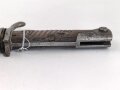 Preussen 1. Weltkrieg, Seitengewehr 98/05 alter Art mit Lederscheide. Abnahme von Simson & Co Suhl.
