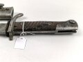 Preussen 1. Weltkrieg, Seitengewehr 98/05 alter Art mit Lederscheide. Abnahme von Simson & Co Suhl.