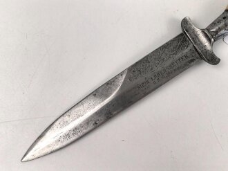 1. Weltkrieg Grabendolch "Mein Lebensretter" Anton Wingen Jr. Solingen. Guter Gesamtzustand, Scheide fehlt
