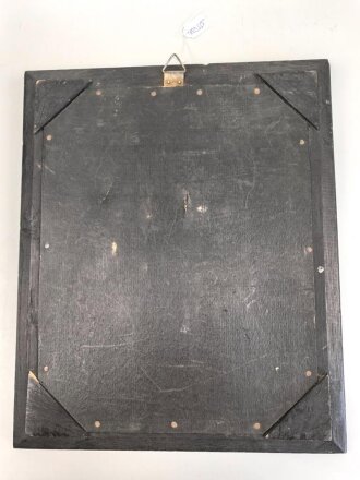 Grosse Wandplakette in zugehörigem Holzrahmen " Arbeit adelt" Maße 31 x 38cm, guter Zustand