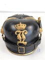 Bayern, Raupenhelm Modell 1868 für Artilleristen . Guter Gesamtzustand, die Raupe fehlt