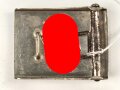 Koppelschloss für Angehörige des deutschen Jungvolk. Buntmetall, die Rune messingfarben, guter Zustand