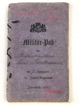 Bayern, Militär-Paß  eines Infanteristen im...