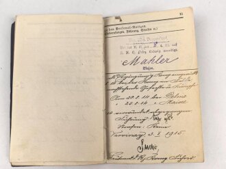 Bayern, Militär-Paß  eines Infanteristen im 11. Infanterie-Regiment „von der Tann“. Diensteintritt 1907. Ist im Reiten und in der Pferdepflege ausgebildet. Frankreichfeldzug, Schlacht bei verdun