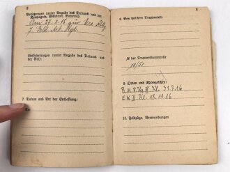 Bayern, Militär-Paß  eines Gefreiten im Res. Feldartillerie Rgt Nr. 1, Diensteintritt 1915.