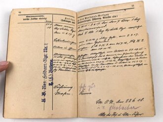 Bayern, Militär-Paß  eines Gefreiten im Res. Feldartillerie Rgt Nr. 1, Diensteintritt 1915.