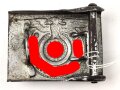 Koppelschloss für Angehörige der Waffen SS. Eisen lackiert. Hersteller 155/40,  getragenes Stück