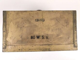 80 Watt Sender a  ( 80 W.S.a ) datiert 1941 ( für Panzerspähwagen und Schützenpanzer) Frontplatte Originallack, Gehäuse beilackiert,  Funktion nicht geprüft