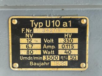 Umformer U10 a1 datiert 1938. Gute Restaurationsbasis.