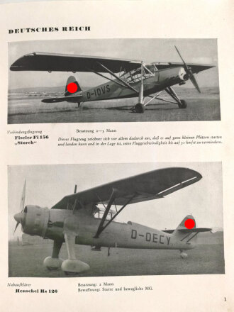 "Die Kriegsflugzeuge Deutschlands Englands und Frankreichs" datiert 1939. 26 Seiten, über DIN A5