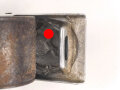 Luftwaffe , Koppel für Mannschaften. Aluminiumschloss mit Lederzunge von 1938. Zugehöriger, ungeschwärzter Koppelriemen, ebenfalls von 1938. Gesamtlänge 102cm