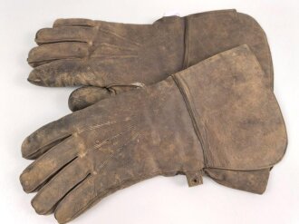 Luftwaffe , Paar Lederhandschuhe für Angehörige des fliegenden Personal. Stärker getragen, die Druckknöpfe defekt