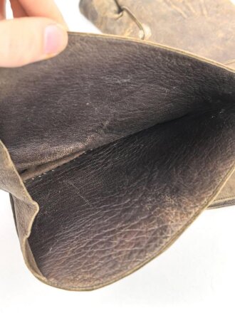 Luftwaffe , Paar Lederhandschuhe für Angehörige des fliegenden Personal. Stärker getragen, die Druckknöpfe defekt
