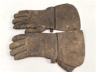 Luftwaffe , Paar Lederhandschuhe für Angehörige des fliegenden Personal. Stärker getragen, die Druckknöpfe defekt