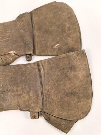 Luftwaffe , Paar Lederhandschuhe für Angehörige des fliegenden Personal. Stärker getragen, die Druckknöpfe defekt
