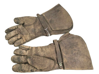 Luftwaffe , Paar Lederhandschuhe für Angehörige des fliegenden Personal. Stärker getragen, die Druckknöpfe defekt