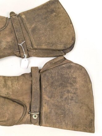Luftwaffe , Paar Lederhandschuhe für Angehörige des fliegenden Personal. Stärker getragen, die Druckknöpfe defekt